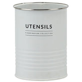 Lata Porta Utensílios e Talheres Metal Copenhag Yoi 11x15cm Organizador de Cozinha Branco